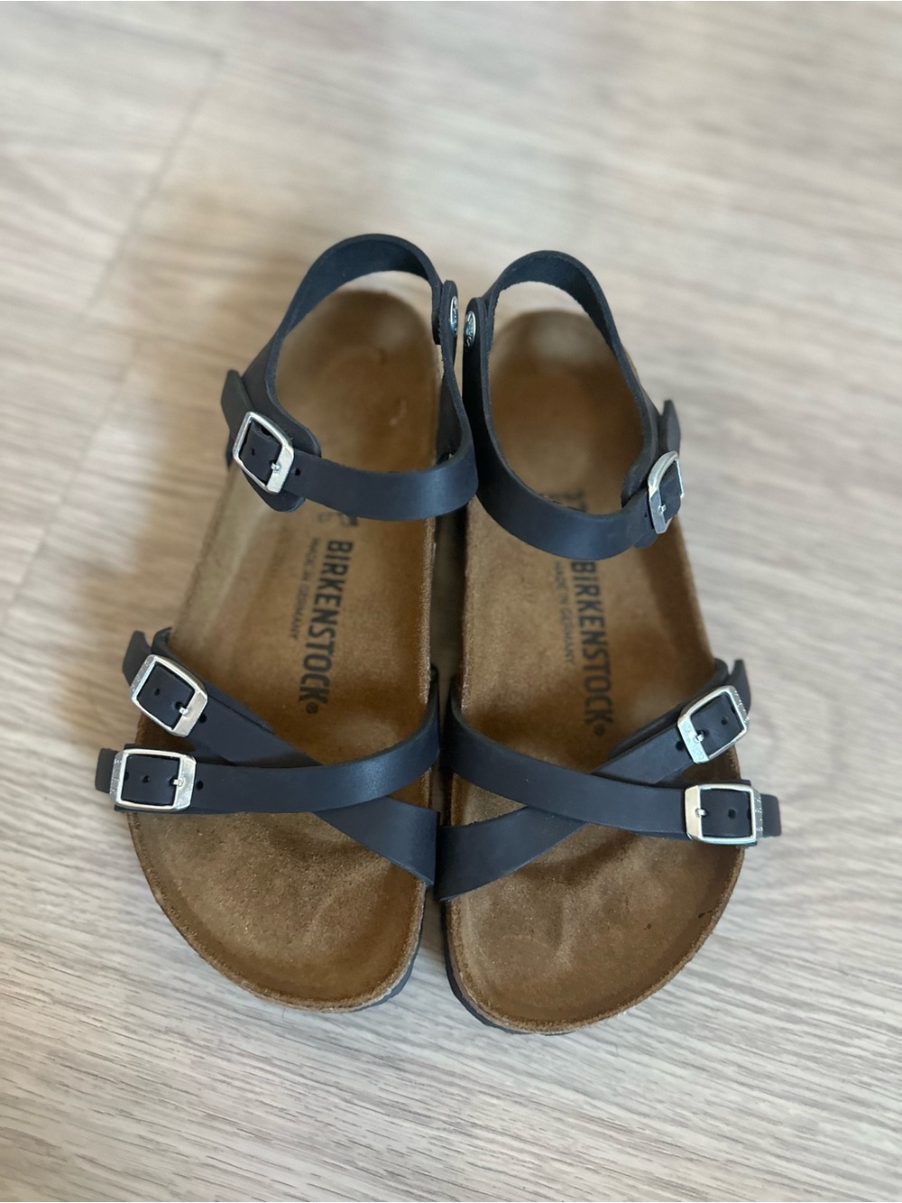 Birkenstock Kumba Oiled Leather Black Buckle Sandals